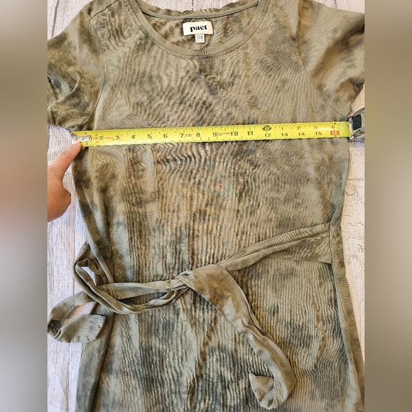 Pact Women Size Small Green Tie-Dye T-Shirt Dress Tie Waist 100% Organic Cotton - Picture 11 of 11